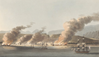 An illustration of the British anti-piracy Gulf military expedition of 1809